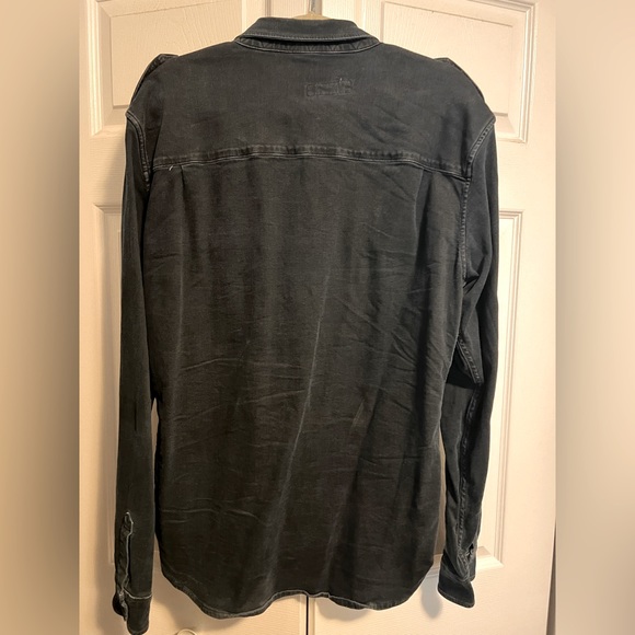 All-Saints Navy Stretch Denim Shirt - Picture 4 of 4